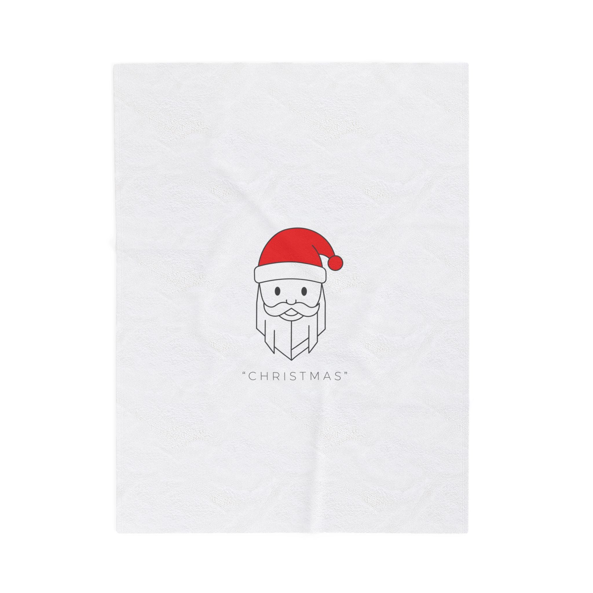 Minimal Santa Graphic Velveteen Plush Blanket | Modern Santa, Geometric Christmas