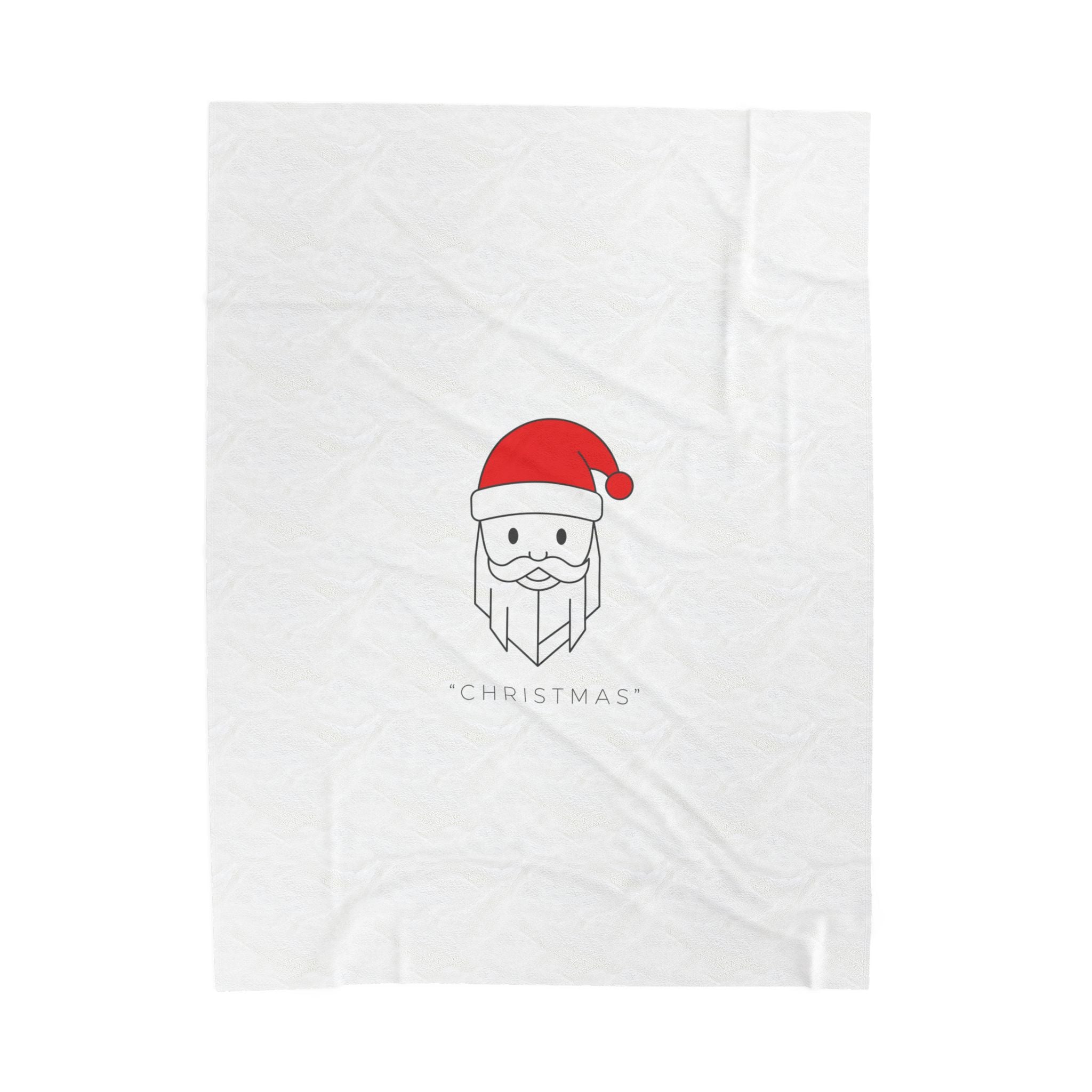 Minimal Santa Graphic Velveteen Plush Blanket | Modern Santa, Geometric Christmas