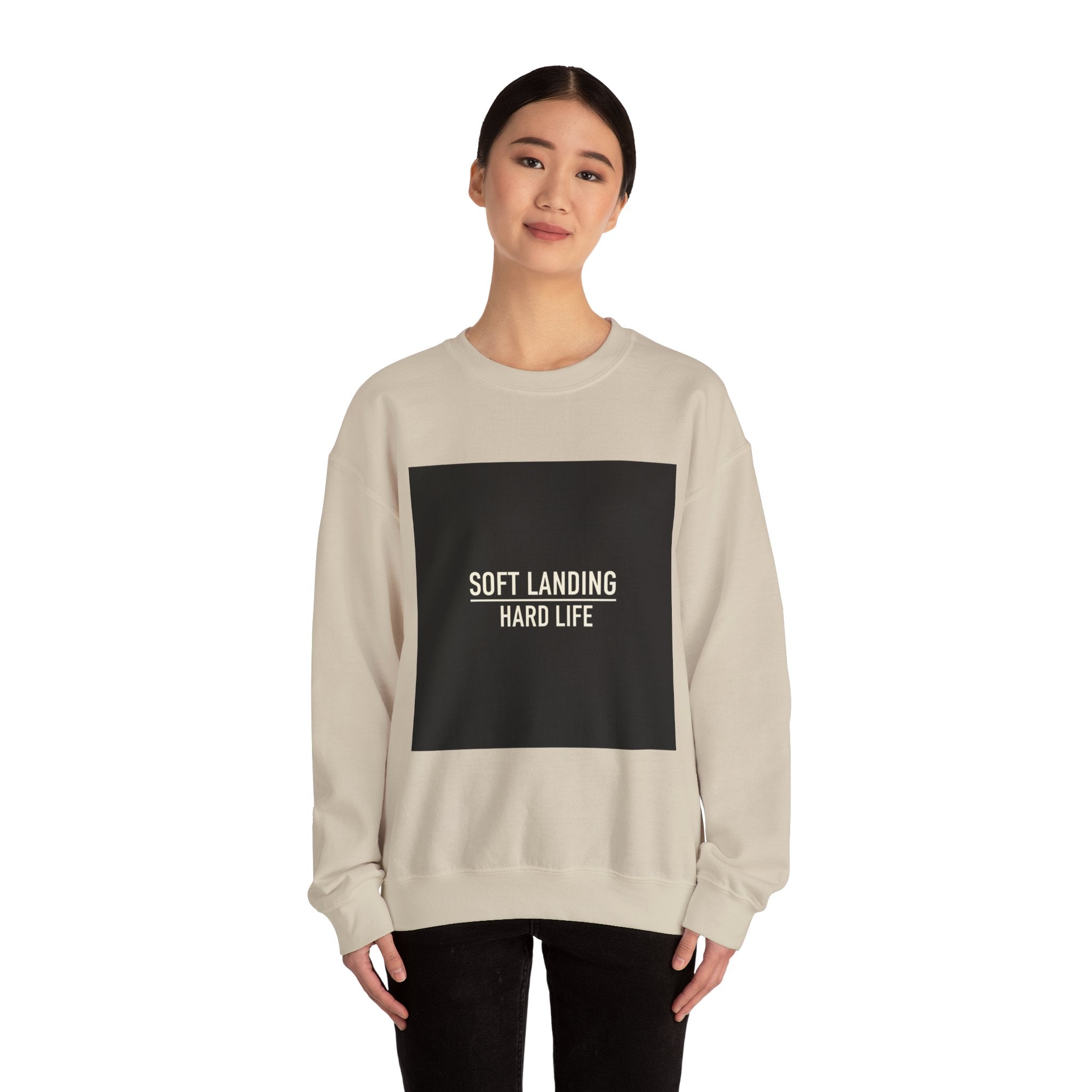 Soft Landing Hard Life sweatshirt | Gen-Z slang, internet lingo crewneck