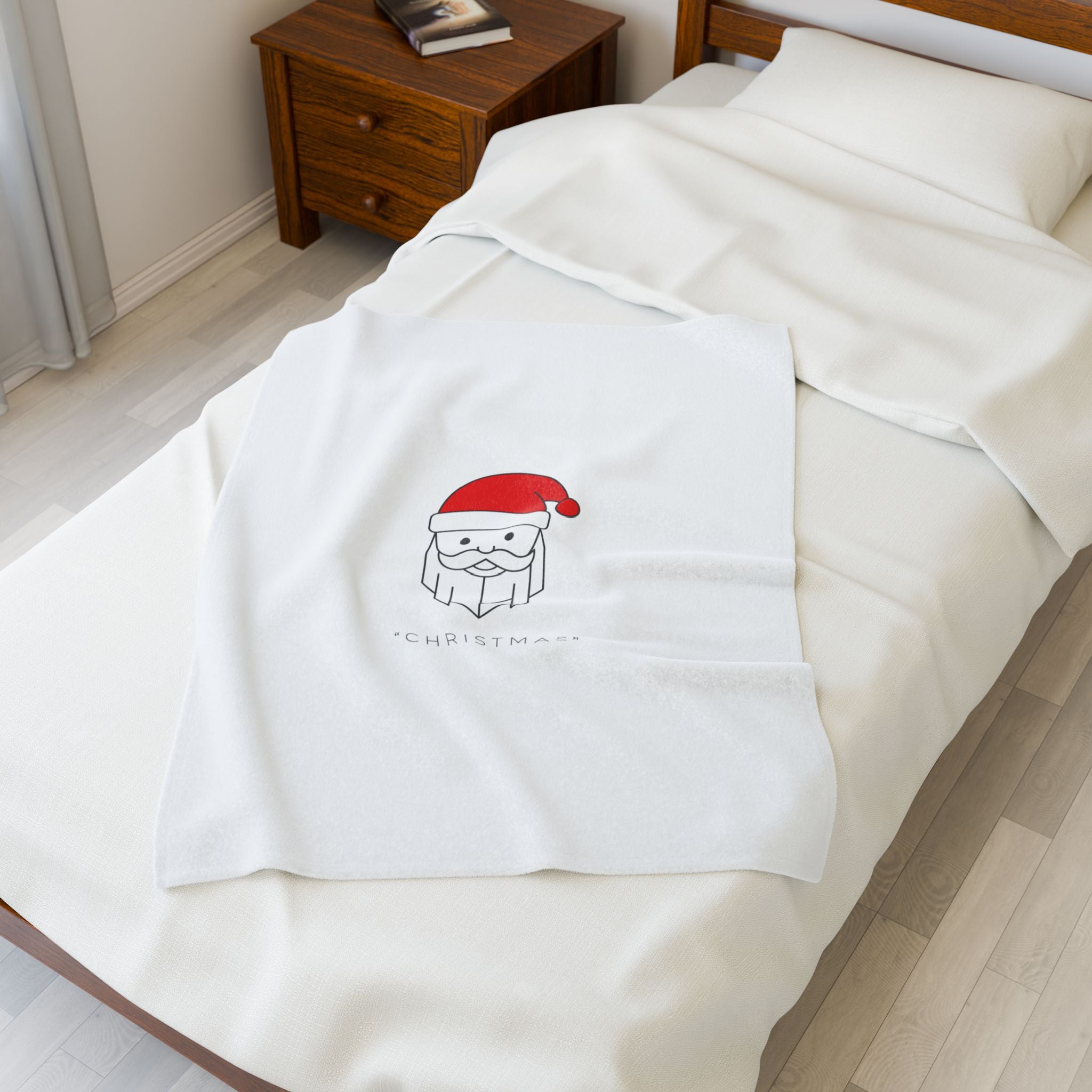 Minimal Santa Graphic Velveteen Plush Blanket | Modern Santa, Geometric Christmas