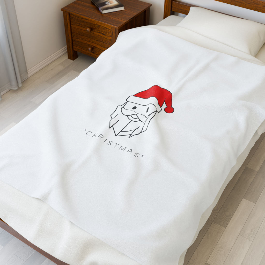 Minimal Santa Graphic Velveteen Plush Blanket | Modern Santa, Geometric Christmas